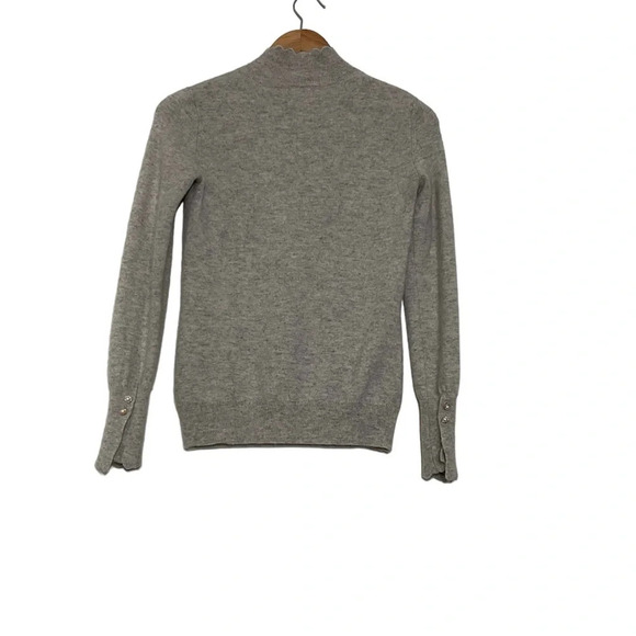 Nanette Lepore Sweater XS Gray 100% Cashmere Mock Neck Quiet Luxury Soft Cozy - Picture 2 of 10